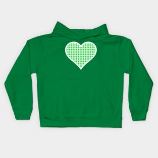 Green and White Gingham Heart Kids Hoodie